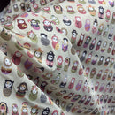Russian Dolls 100% Cotton Poplin Dress Fabric Rose & Hubble 45, Cream - Bull Ring Fabrics