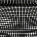 10m White Checks Tartan Wool Blend Fabric, Black