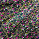 Black Sheer Chiffon Fabric Cerise Floral Paisley Print Dress Scarf Hijab