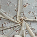 Cream Paisley Embroidered Taffeta Fabric Sequins Floral Bride Dress Material 60"
