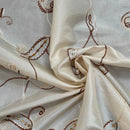 Cream Paisley Embroidered Taffeta Fabric Sequins Floral Bride Dress Material 60"