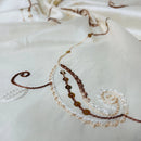 Cream Paisley Embroidered Taffeta Fabric Sequins Floral Bride Dress Material 60"