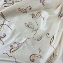 Cream Paisley Embroidered Taffeta Fabric Sequins Floral Bride Dress Material 60"