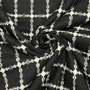 10m White Checks Tartan Wool Blend Fabric, Black