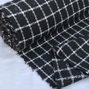 10m White Checks Tartan Wool Blend Fabric, Black