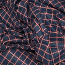 Schwarzer Tweed-Wollmischstoff mit Hahnentrittmuster, Blau
