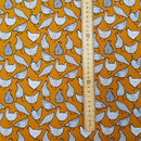27m Wholesale White Chicken/Hen Rose & Hubble Cotton Poplin Fabric 45", Ochre