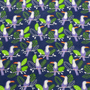 Wholesale 10 Metre Toucan Tropical Leaves Printed Polycotton Fabric 45” Wide | Jungle Bird Dressmaking, Quilting & Craft Fabric