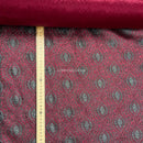 Burgundy Wine Satin Fabric Black Lace Overlay Polka Dot Bonded Dress Material