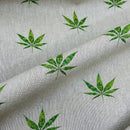 Digital Printed Cotton Linen Fabric, Hemp Leaf
