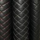 White Quilted Bentley Double Stitch Leather Car Seats Upholstery Fabric 54" Black