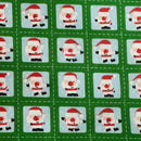 Santa Stamps Xmas Polycotton Fabric 45"- 3 Colours - Bull Ring Fabrics