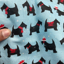 Scotty Dogs Xmas Print Polycotton Fabric 45" - 4 Colours - Bull Ring Fabrics