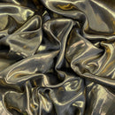 Shimmer Foil Satin Fabric Drape Flow Dress Decor Craft Material 60" Gold Shot Black - Bull Ring Fabrics