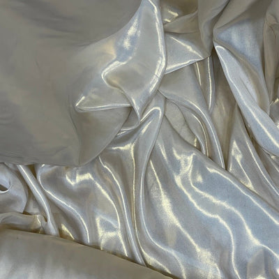 Shimmer Foil Satin Fabric Drape Flow Dress Decor Craft Material 60" Ivory Shot Gold - Bull Ring Fabrics