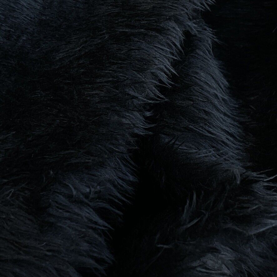 Short Pile Fun Faux Fur Fabric Crafts Toys Furry Material 150cm - Black - Bull Ring Fabrics