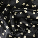 Silky Satin Beige Mini Polka Dot Spots Dress Fabric 60" Black - Bull Ring Fabrics