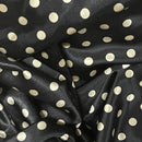 Silky Satin Beige Mini Polka Dot Spots Dress Fabric 60" Black - Bull Ring Fabrics