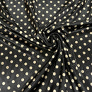 Silky Satin Beige Mini Polka Dot Spots Dress Fabric 60" Black - Bull Ring Fabrics