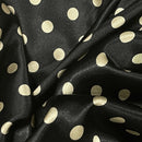 Silky Satin Beige Mini Polka Dot Spots Dress Fabric 60" Black - Bull Ring Fabrics