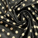 Silky Satin Beige Mini Polka Dot Spots Dress Fabric 60" Black - Bull Ring Fabrics