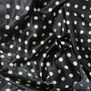 Silky Satin Beige Mini Polka Dot Spots Dress Fabric 60" Black - Bull Ring Fabrics