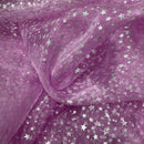 Silver Metallic Stars Organza Fabric 150cm, Pink - Bull Ring Fabrics