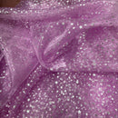 Silver Metallic Stars Organza Fabric 150cm, Pink - Bull Ring Fabrics