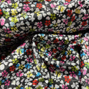 Small Ditsy Flowers Colorful Floral Satin Print Fabric 60", Black - Bull Ring Fabrics