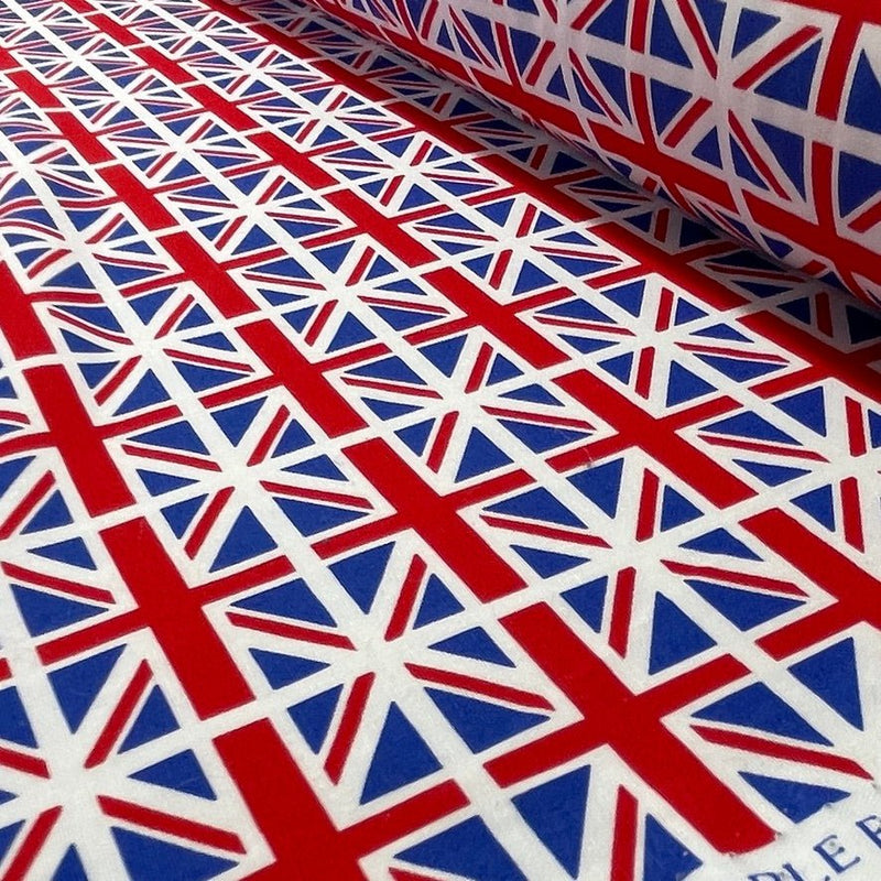 Small Union Jack Flags Cotton Poplin Rose & Hubble Fabric 45” - Bull Ring Fabrics