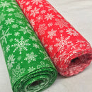 Snowflakes Christmas Polycotton Fabric Xmas Crafts 45", Green - Bull Ring Fabrics