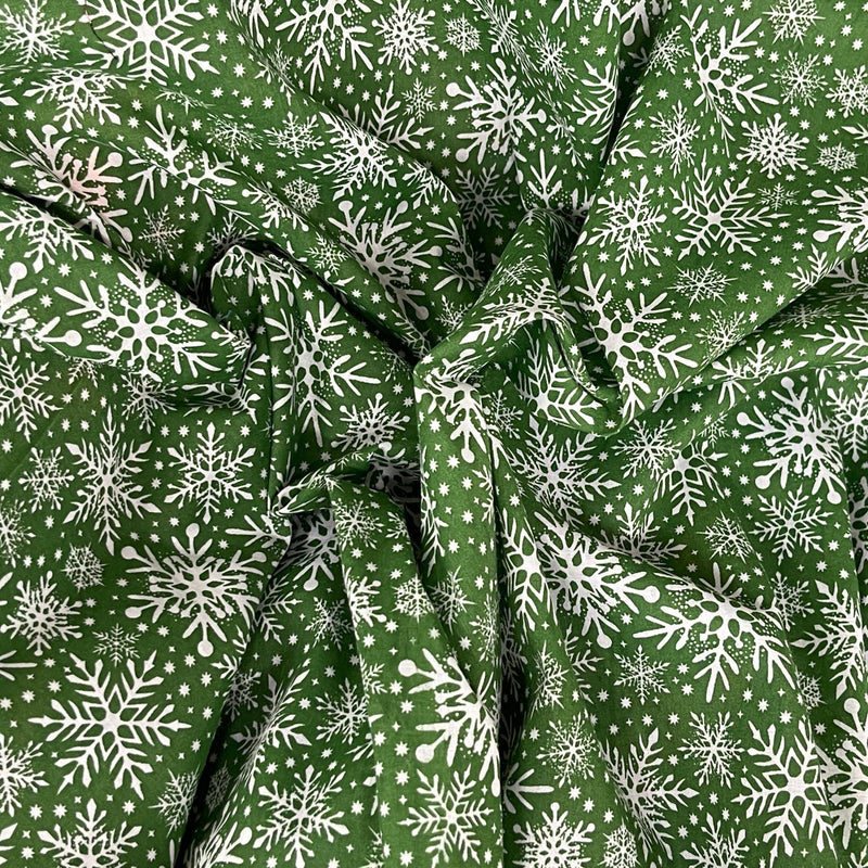 Snowflakes Xmas Polycotton Fabric 45" - Bull Ring Fabrics