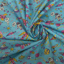 Space Kids Scifi Rose & Hubble 100% Cotton Poplin Fabric 45", Sky Blue - Bull Ring Fabrics