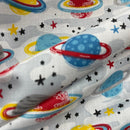 Space, Stars & Planets Sci-fi Polycotton Fabric Dress Crafts 45", Grey - Bull Ring Fabrics