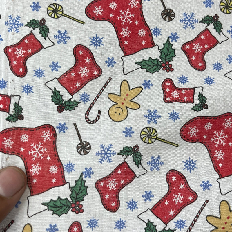 Stockings Gingerbread Man Polycotton Fabric Xmas Crafts 45" - Bull Ring Fabrics