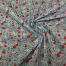 Strawberry Blossom & Butterfly Polycotton Fabric – Light Blue Floral Printed Dressmaking & Craft Fabric, 45” Wide - Bull Ring Fabrics