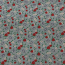 Strawberry Blossom & Butterfly Polycotton Fabric – Light Blue Floral Printed Dressmaking & Craft Fabric, 45” Wide - Bull Ring Fabrics
