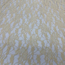 Stretch Spandex Lace Fabric Floral Flowers Dress Bridal 54" Beige - Bull Ring Fabrics