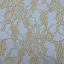 Stretch Spandex Lace Fabric Floral Flowers Dress Bridal 54" Beige - Bull Ring Fabrics