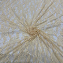 Stretch Spandex Lace Fabric Floral Flowers Dress Bridal 54" Beige - Bull Ring Fabrics