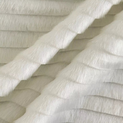 Striped Faux Fur Fabric Crafts Toys Furry Material 150cm - Ivory - Bull Ring Fabrics