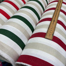 Striped Upholstery Curtain Brocade Fabric 140cm, Bottle Green - Bull Ring Fabrics