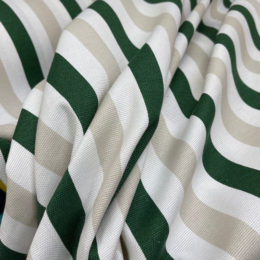 Striped Upholstery Curtain Brocade Fabric 140cm, Bottle Green - Bull Ring Fabrics