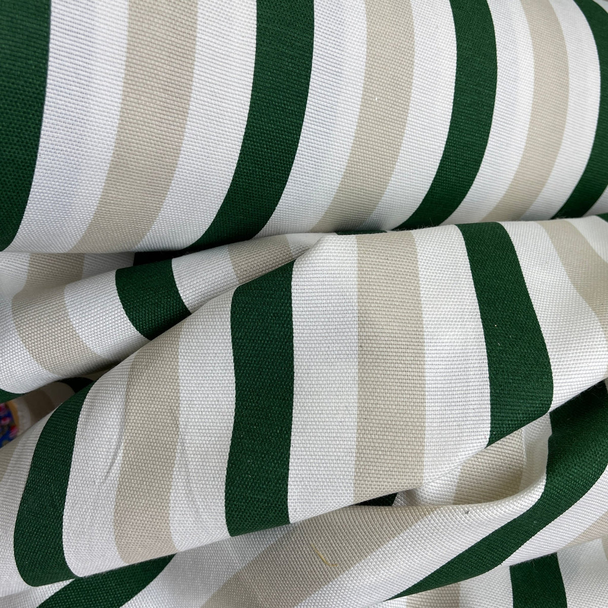 Striped Upholstery Curtain Brocade Fabric 140cm, Bottle Green - Bull Ring Fabrics