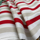 Striped Upholstery Curtain Brocade Fabric 140cm, Red - Bull Ring Fabrics