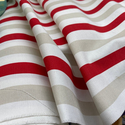 Striped Upholstery Curtain Brocade Fabric 140cm, Red - Bull Ring Fabrics