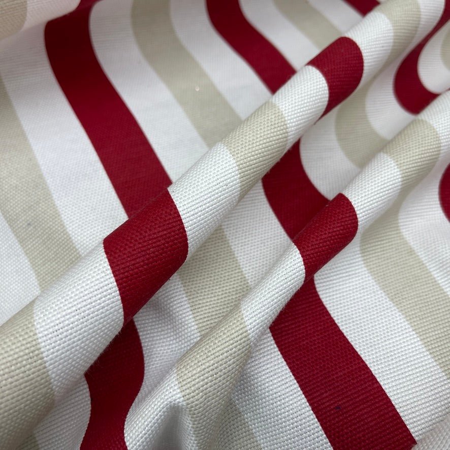 Striped Upholstery Curtain Brocade Fabric 140cm, Wine - Bull Ring Fabrics