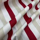 Striped Upholstery Curtain Brocade Fabric 140cm, Wine - Bull Ring Fabrics