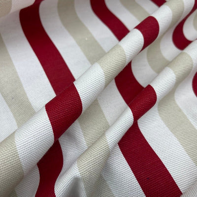 Striped Upholstery Curtain Brocade Fabric 140cm, Wine - Bull Ring Fabrics