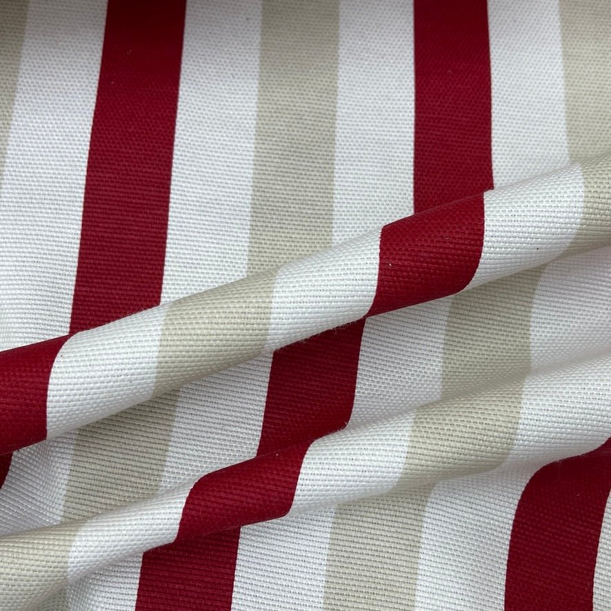 Striped Upholstery Curtain Brocade Fabric 140cm, Wine - Bull Ring Fabrics